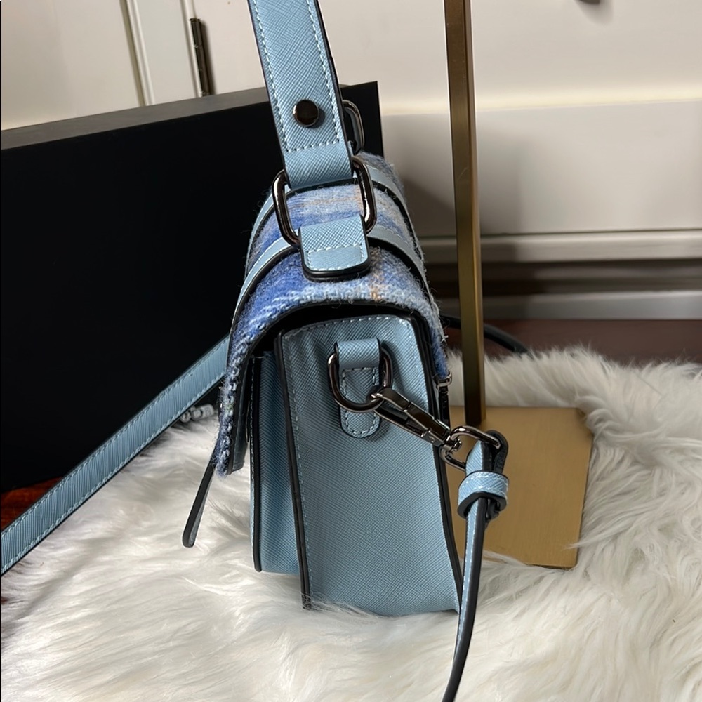Harris Tweed Islander Blue Tartan Satchel Crossbody Bag NWOT- From Scotland - Picture 6 of 16